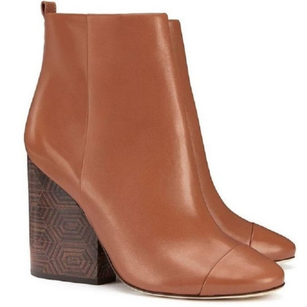 Tory Burch Grove 100MM Heel Tan Leather Bootie Size 10.5 M